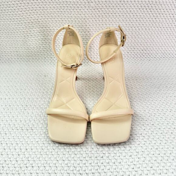 Zara Bone Ivory Squared Toe Single Strap Bloggers Favorite Sandals NWOT 38 - Picture 4 of 11